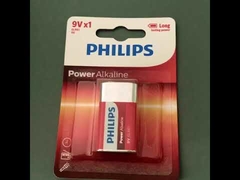 6LR61P1B/97 PHILIPS Baterai Alkaline Kering Sertifikasi MSDS 9V 500mAh